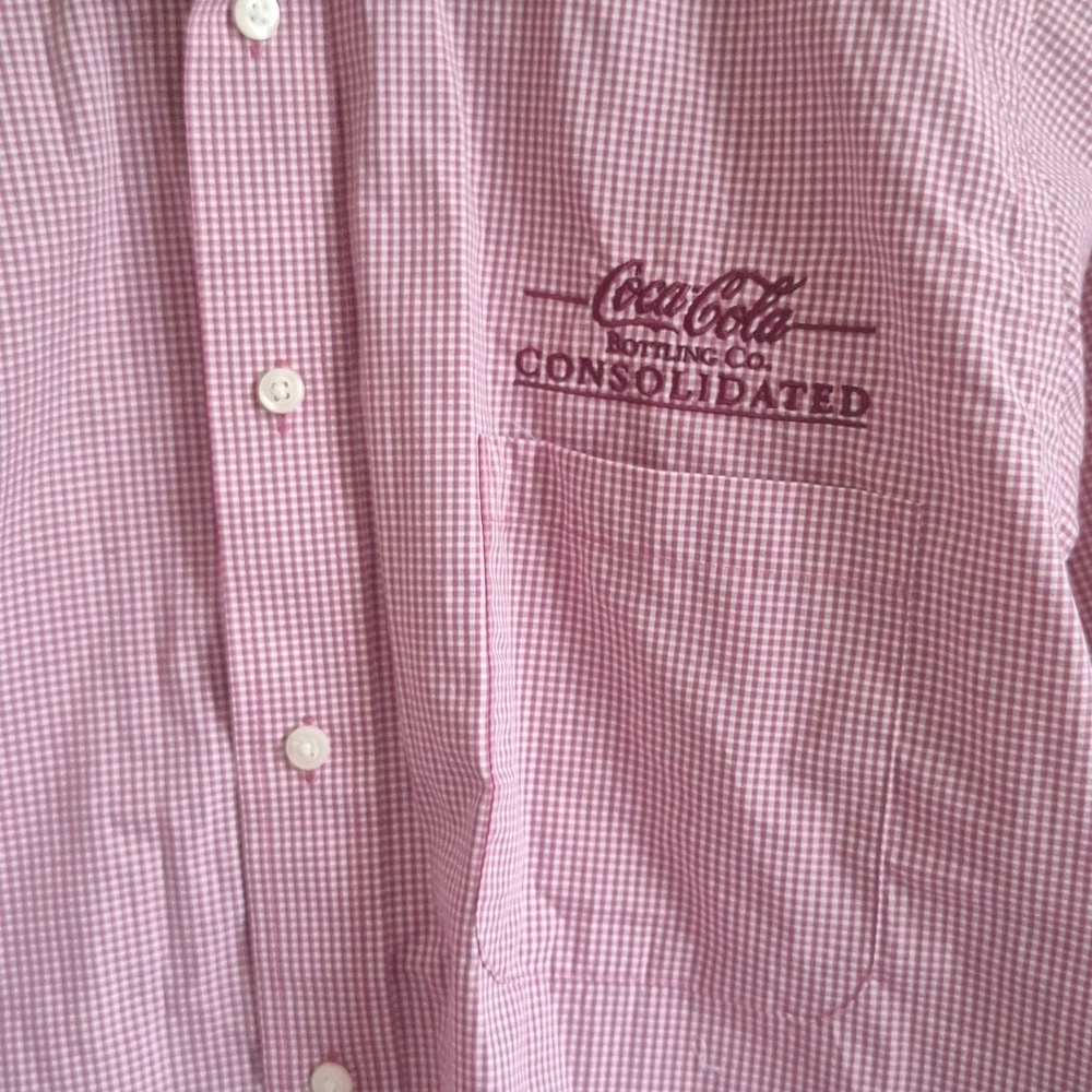 Van Heusen Pink Gingham Mens Button Down Shirt Size Small - Picture 4 of 6